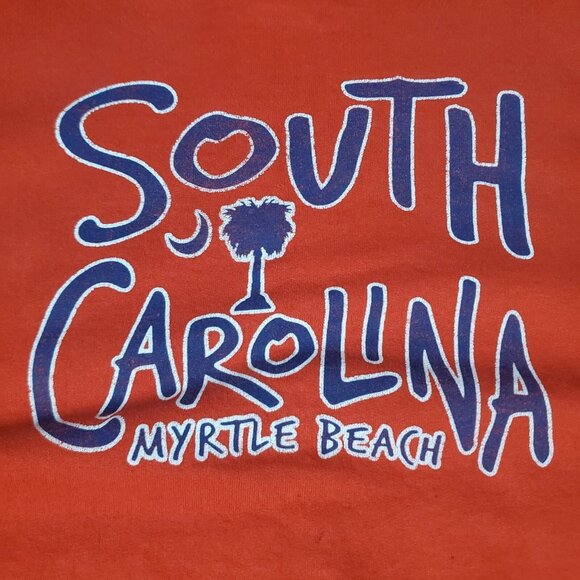 Vtg South Carolina Myrtle Beach Sweatshirt Size L Red Crew Neck Spell Out Y2K - Picture 4 of 9